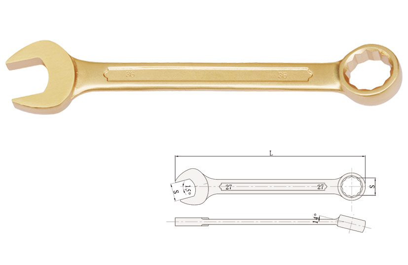 X-Spark non sparking metric combination wrench recessed body 15